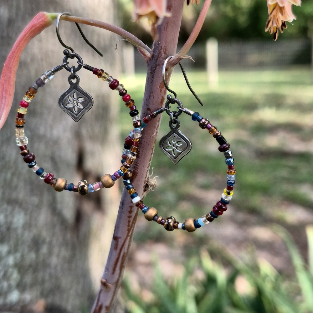 Stamped Sterling Silver Beaded Beautiful Dangle Earrings